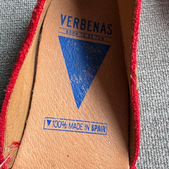Verbenas Womens Carmen Red Leather Suede Espadrilles Flats Shoes Sz 40 US 9 - Picture 10 of 10